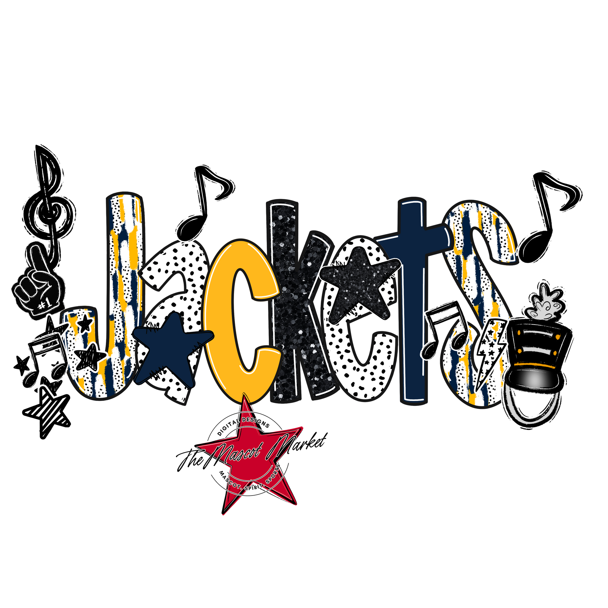 Jackets Band Scrape-Navy-Yellow