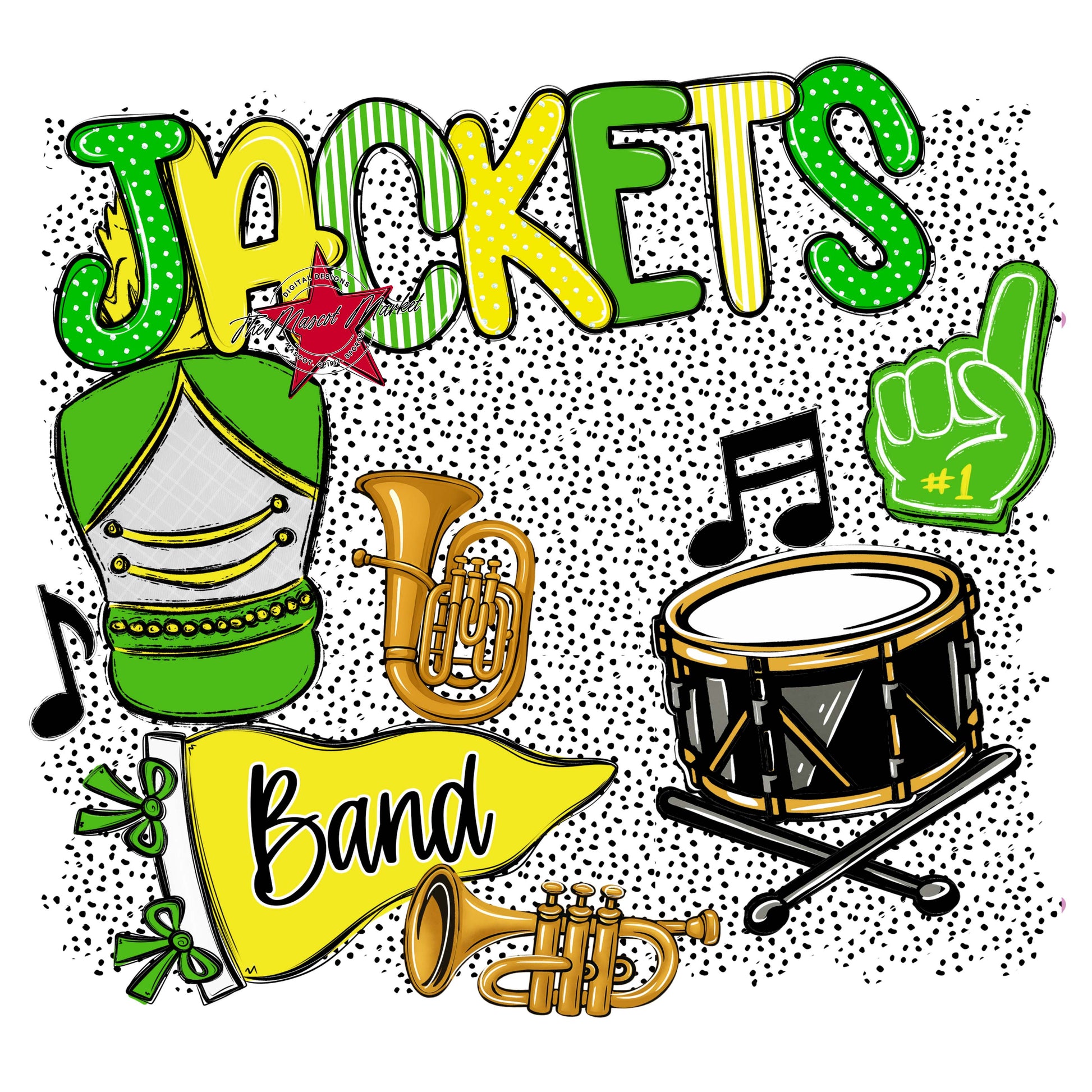 Jackets Band Spirit-Bright Green & Bright Yellow