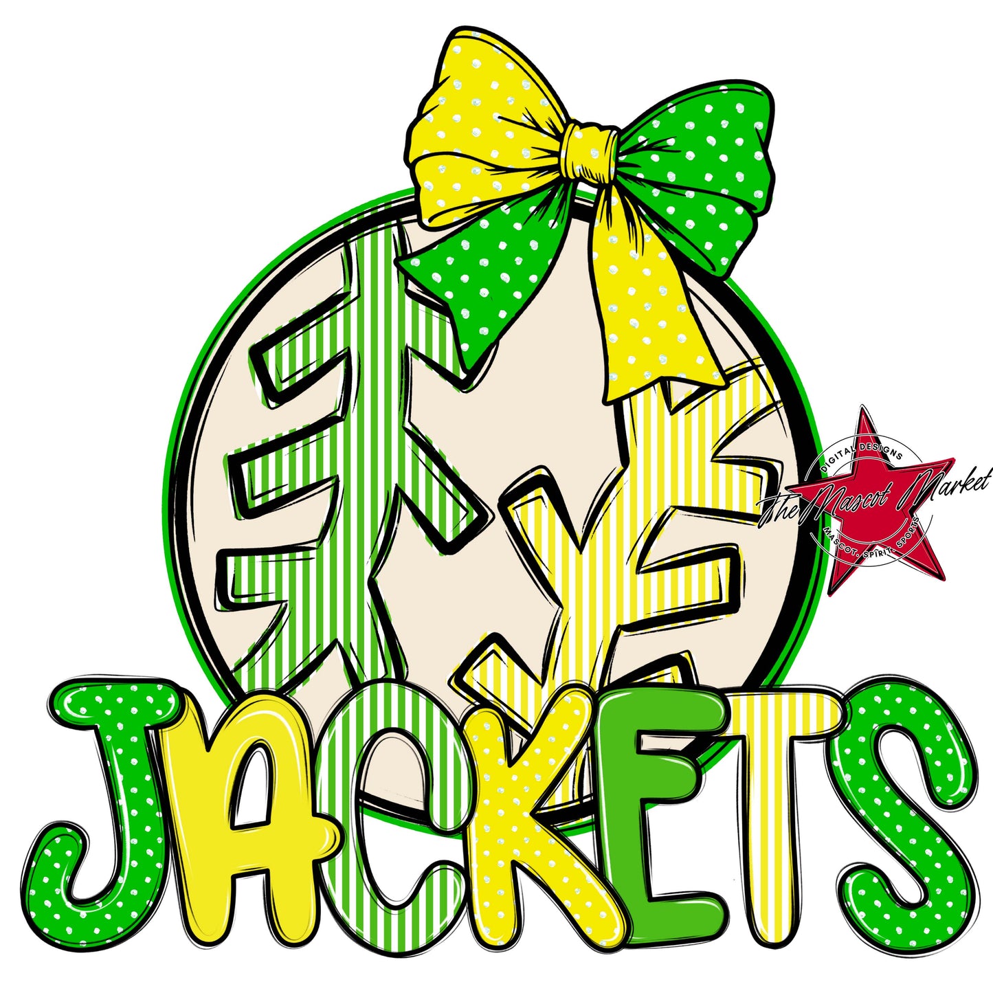 Jackets Baseball-Softball Spirit Design-Bright Green & Bright Yellow