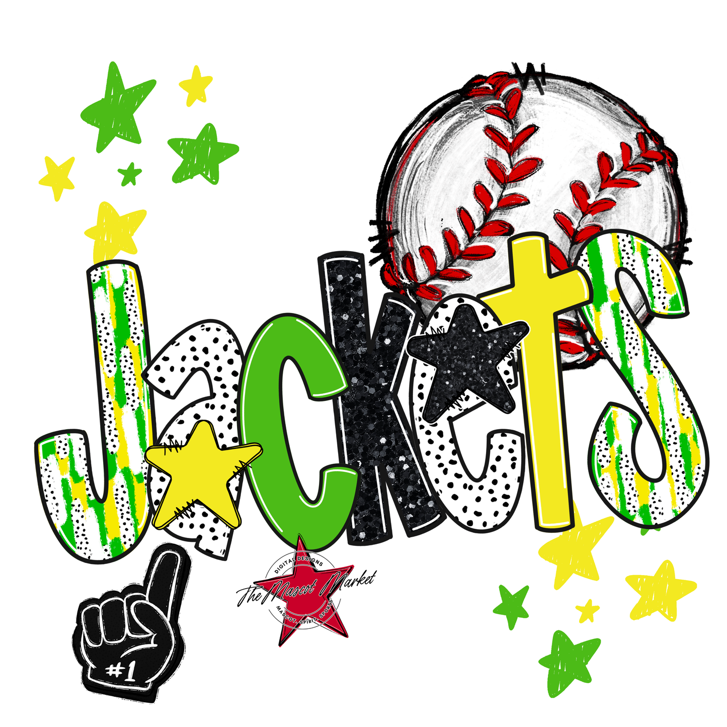 Jackets Baseball Scrape-Bright Green-Bright Yellow