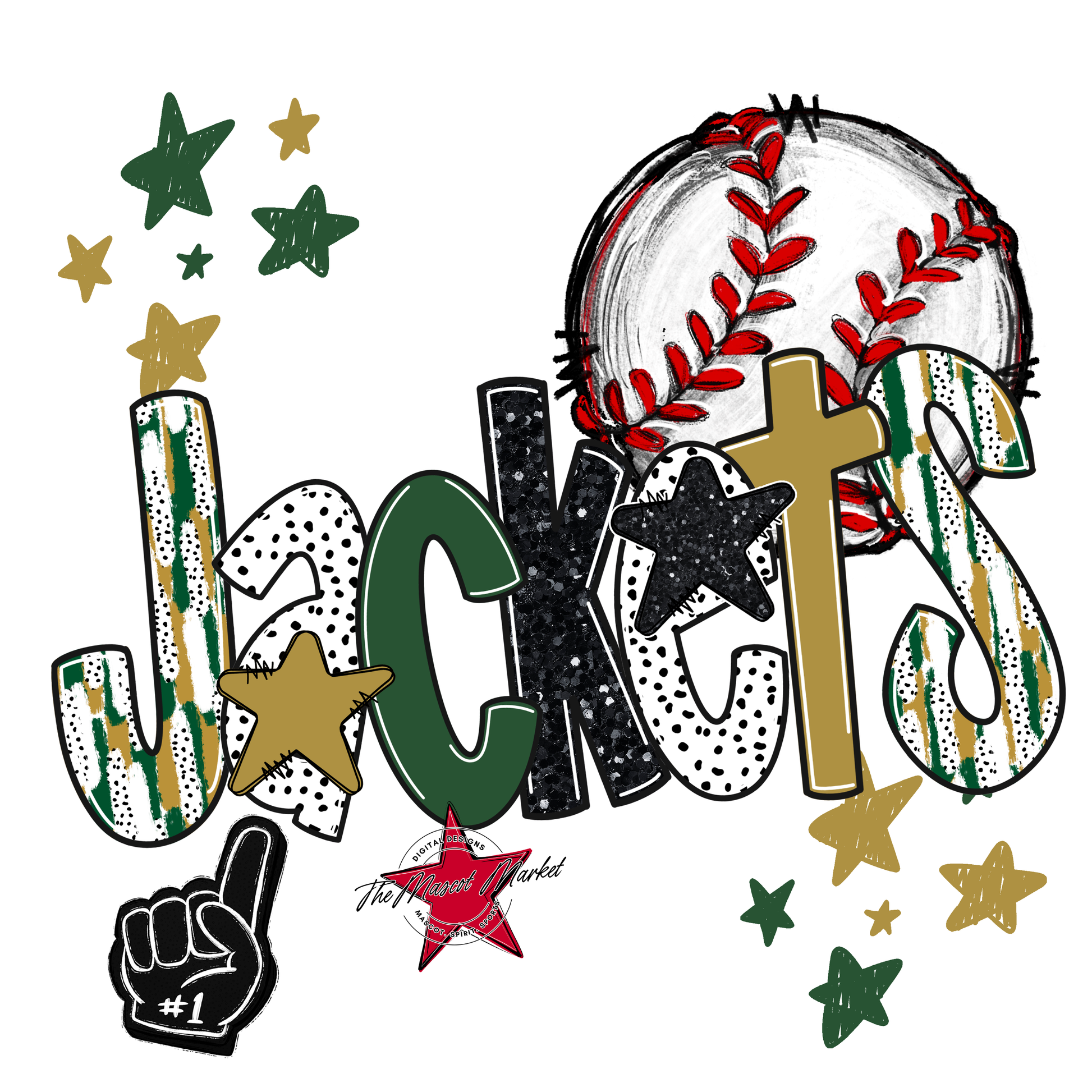 Jackets Baseball Scrape-Green-Gold