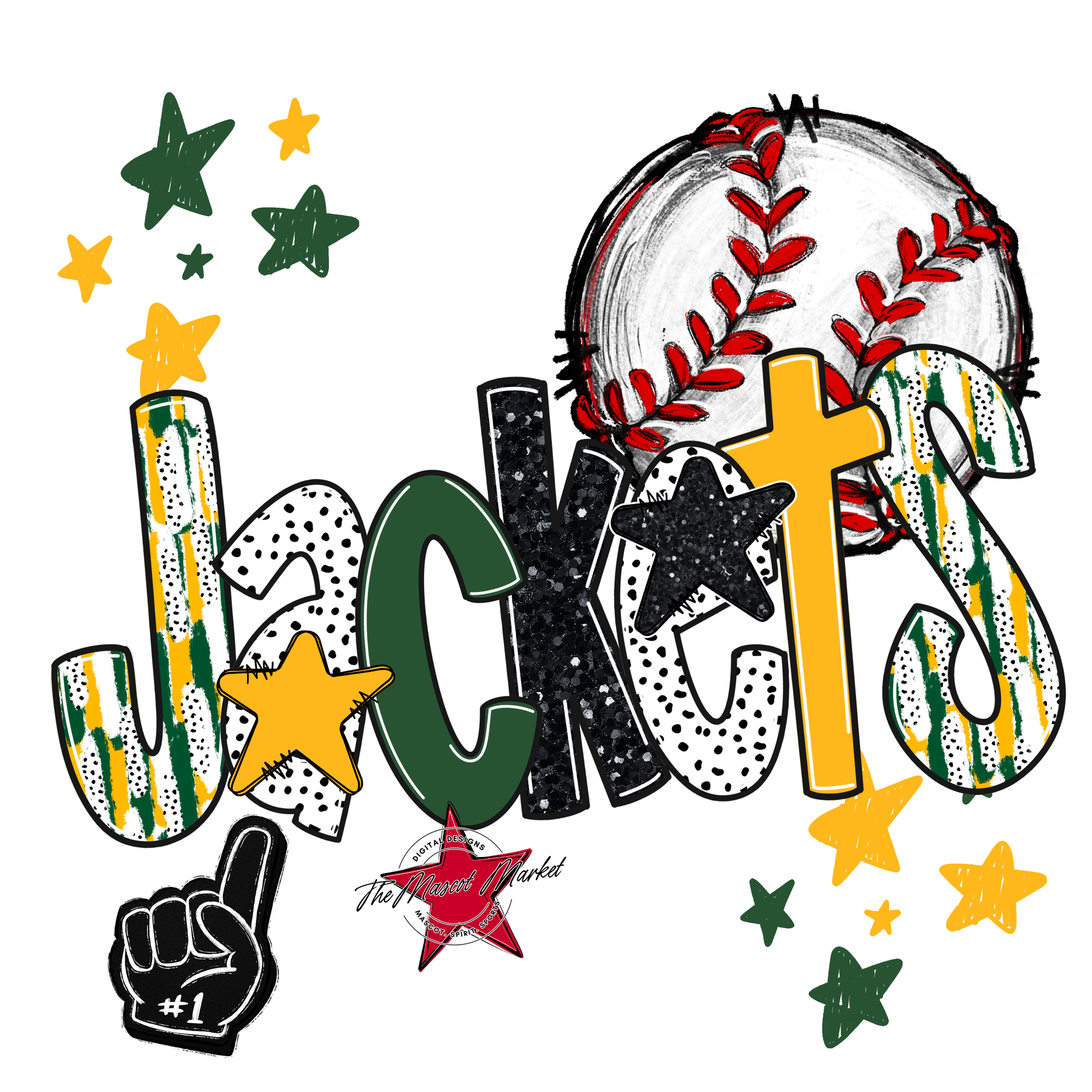 Jackets Baseball Scrape-Green-Yellow