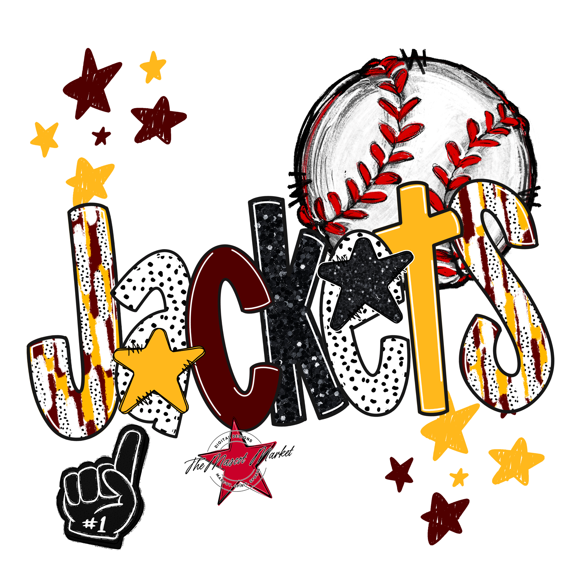 Jackets Baseball Scrape-Maroon-Yellow