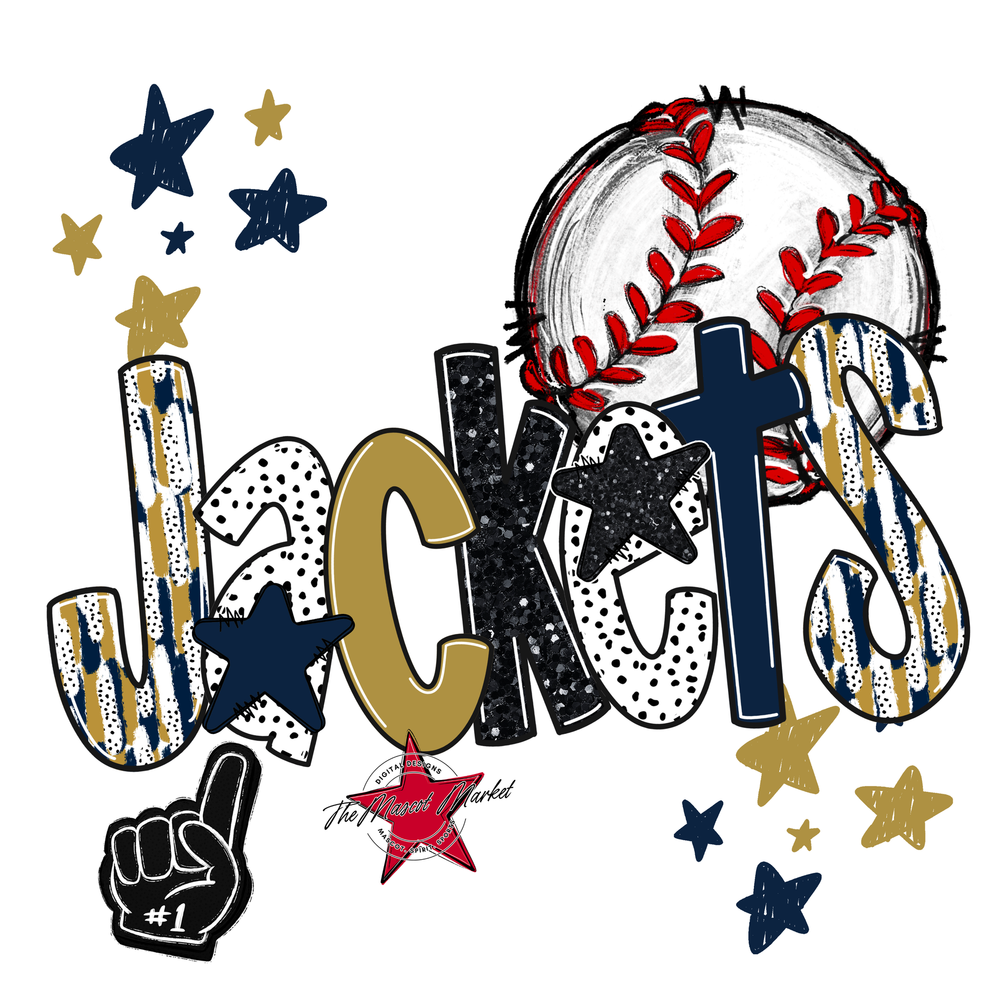 Jackets Baseball Scrape-Navy-Gold