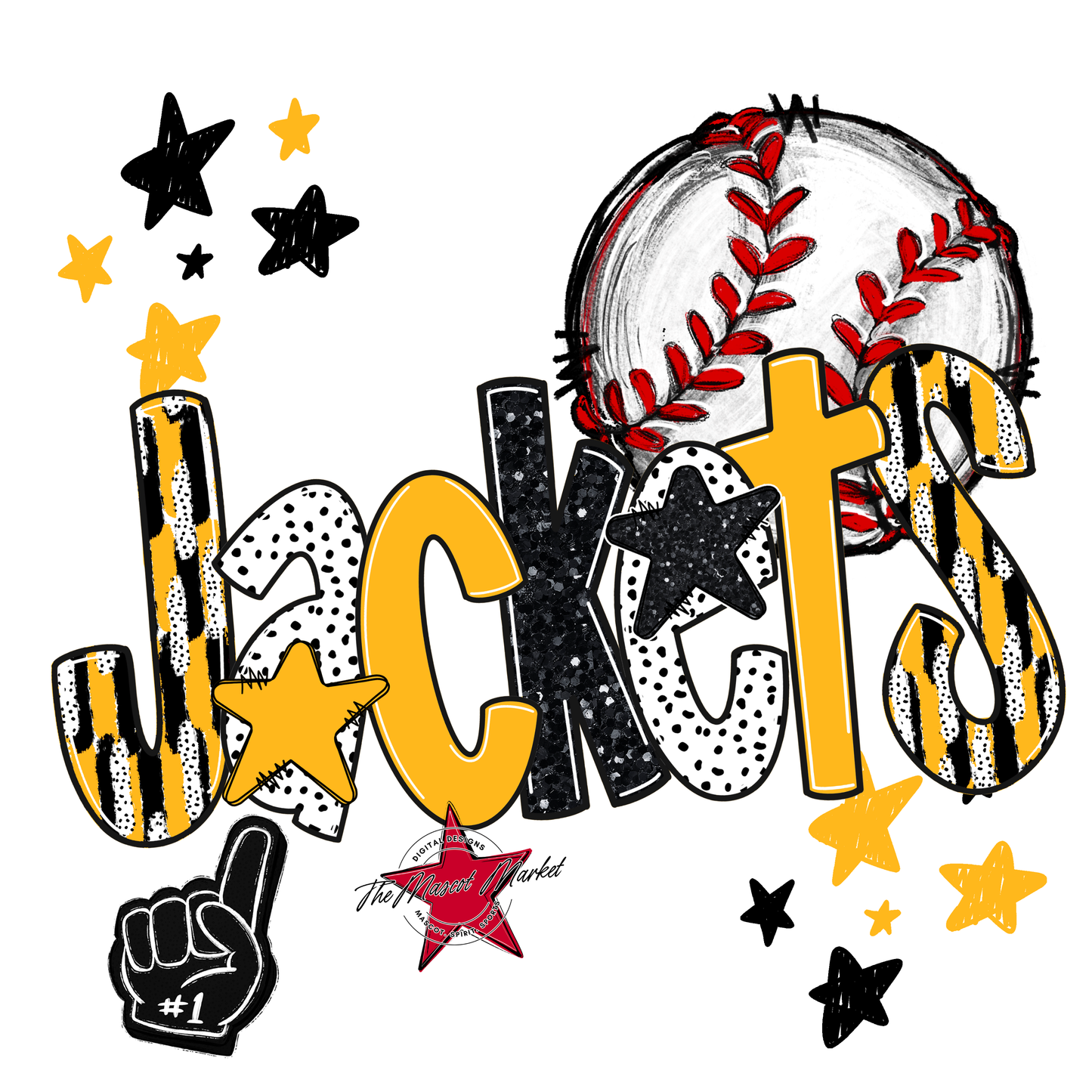 Jackets Baseball Scrape-Yellow