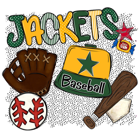 Jackets Baseball Spirit-Green & Yellow
