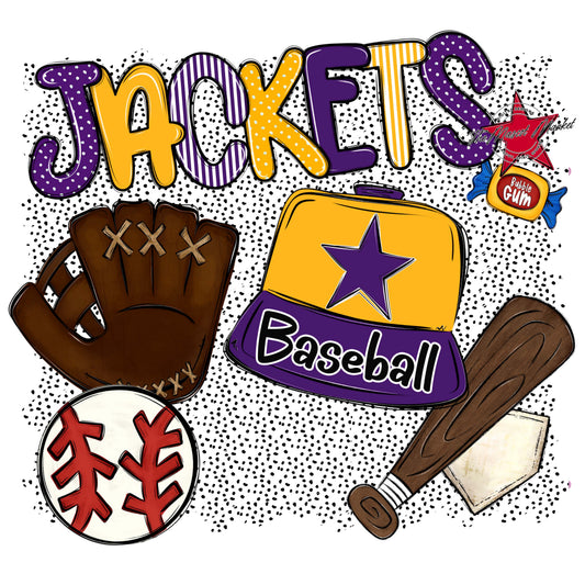 Jackets Baseball Spirit-Purple & Yellow