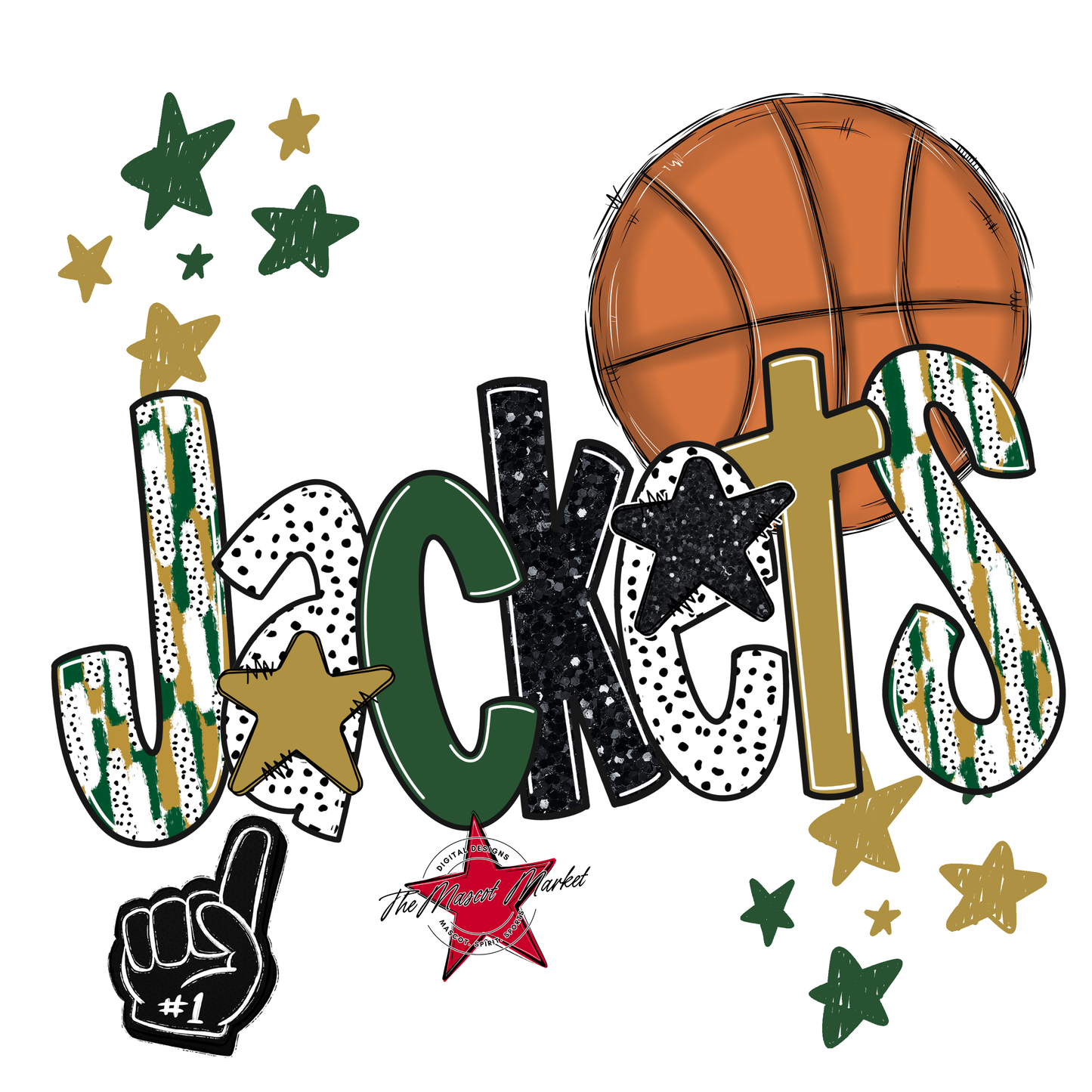 Jackets Basketball Scrape-Green-Gold