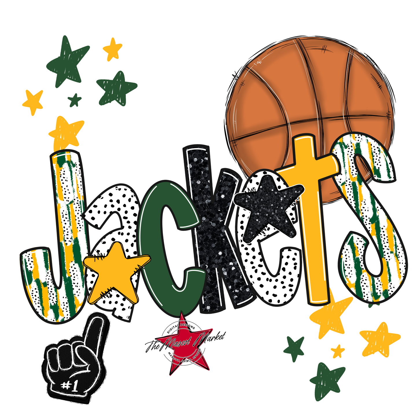 Jackets Basketball Scrape-Green-Yellow