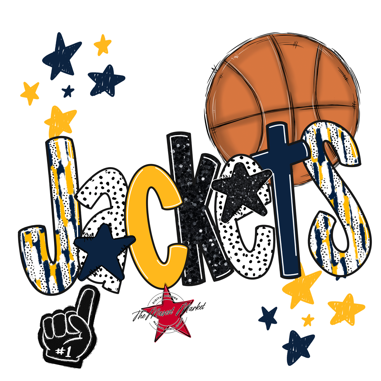 Jackets Basketball Scrape-Navy-Yellow