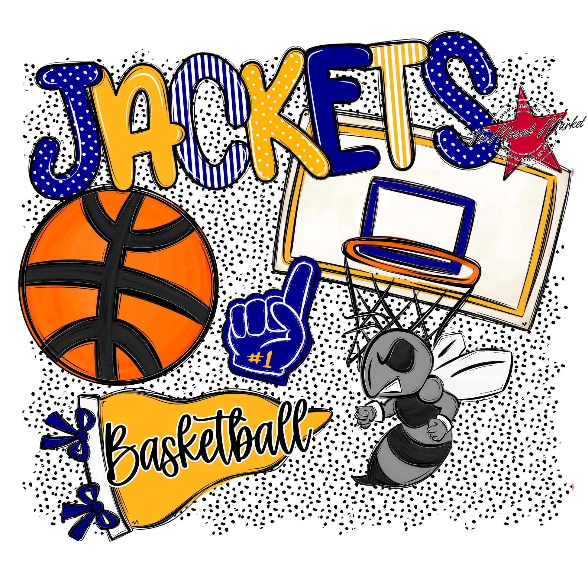 Jackets Basketball Spirit-Blue & Yellow