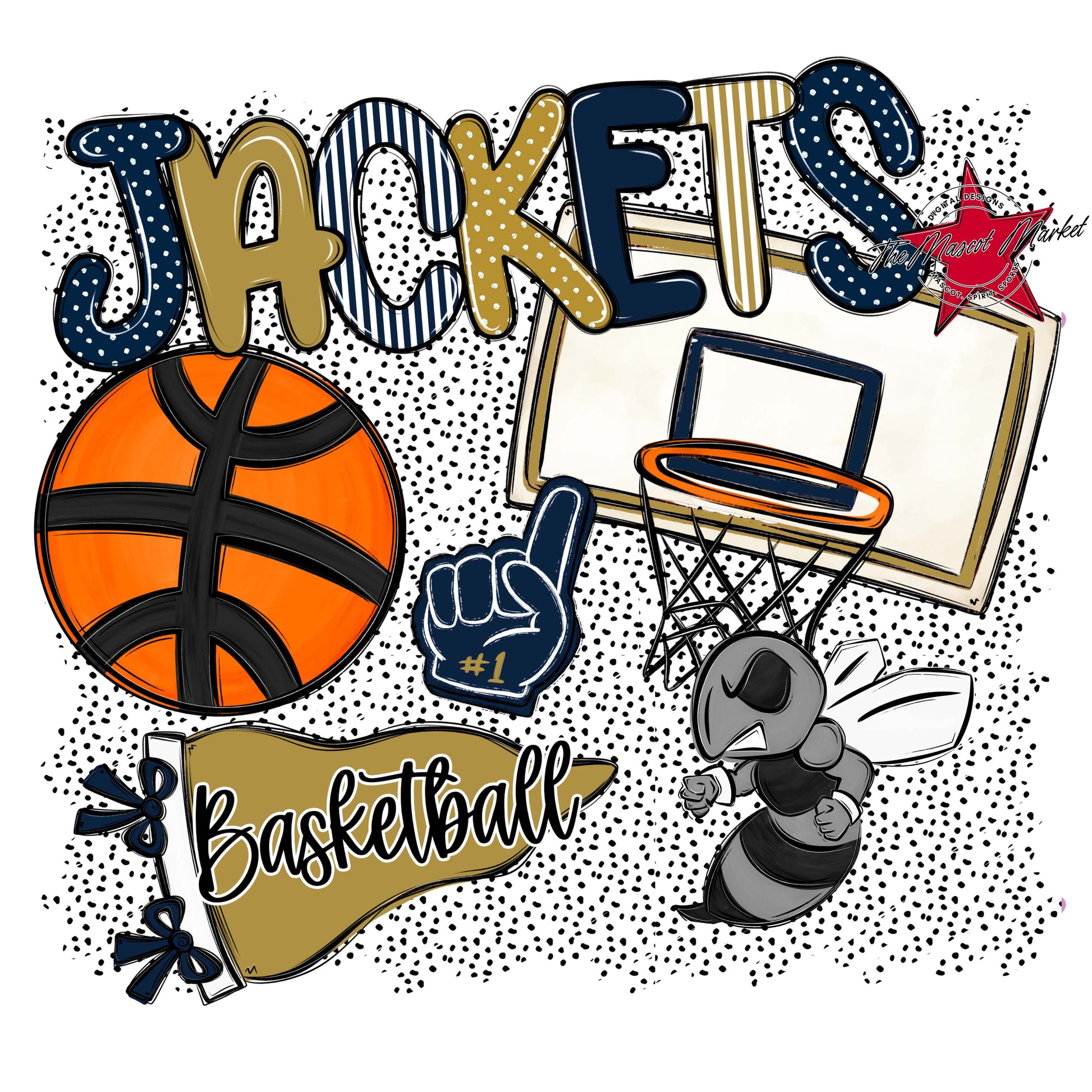Jackets Basketball Spirit-Navy & Gold