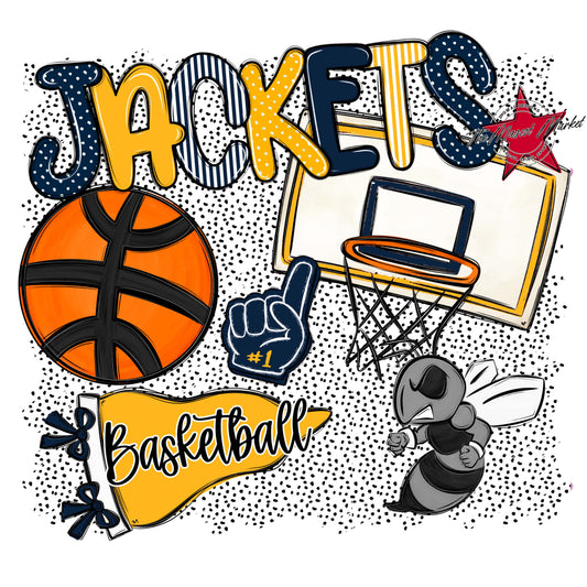 Jackets Basketball Spirit-Navy & Yellow