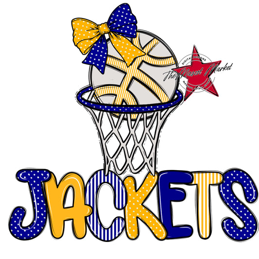 Jackets Basketball Spirit Design-Blue & Yellow