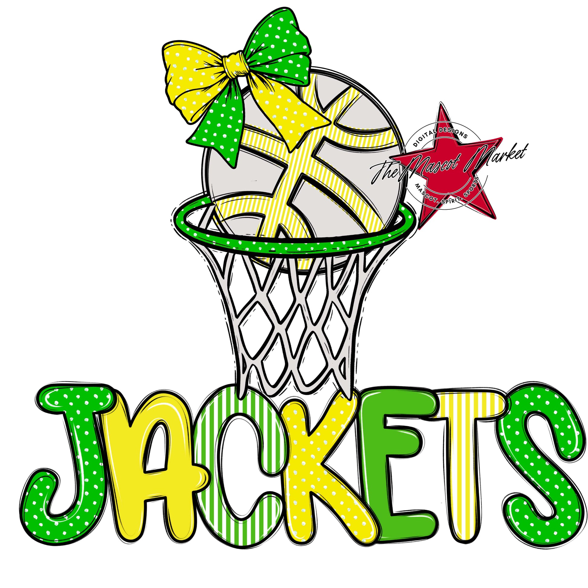 Jackets Basketball Spirit Design-Bright Green & Bright Yellow
