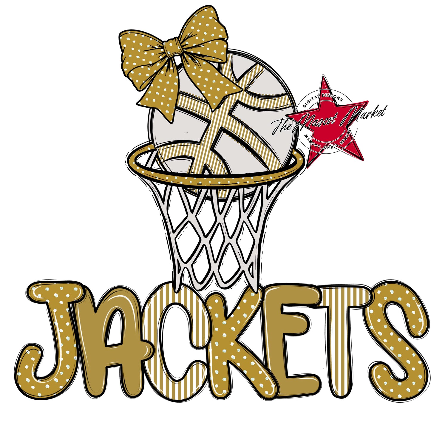 Jackets Basketball Spirit Design-Gold