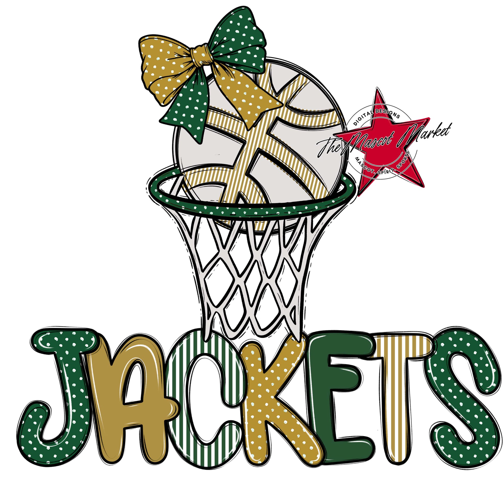 Jackets Basketball Spirit Design-Green & Gold