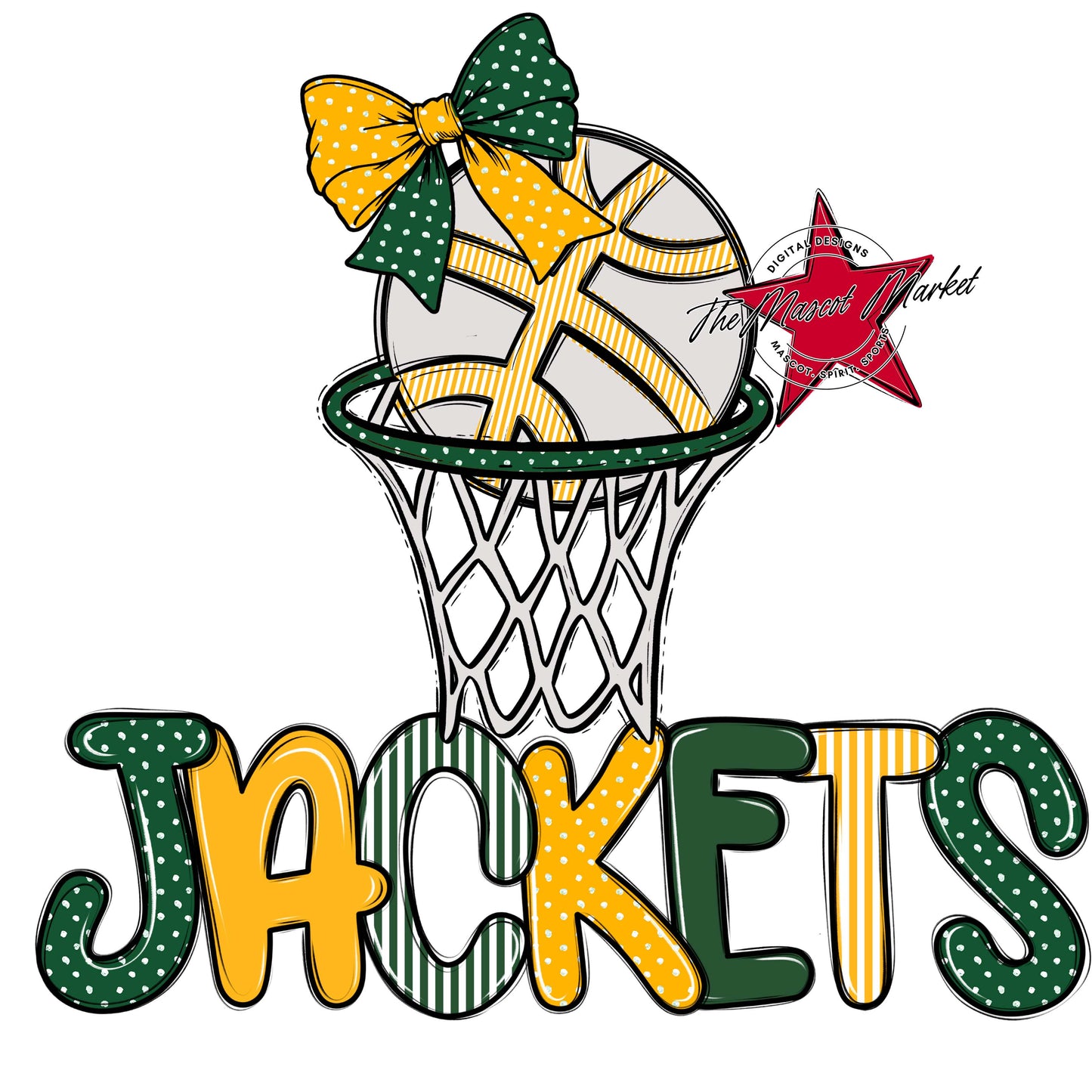 Jackets Basketball Spirit Design-Green & Yellow