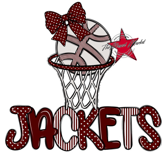 Jackets Basketball Spirit Design-Maroon