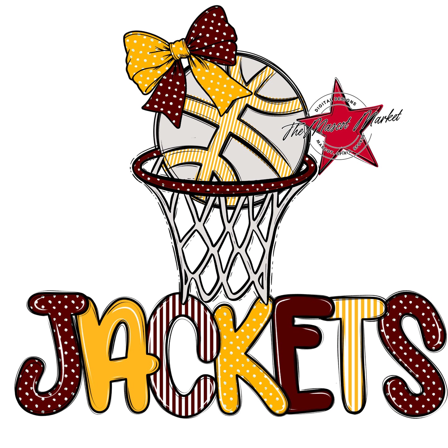Jackets Basketball Spirit Design-Maroon & Yellow