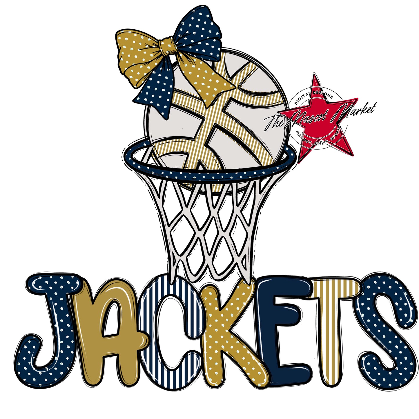 Jackets Basketball Spirit Design-Navy & Gold