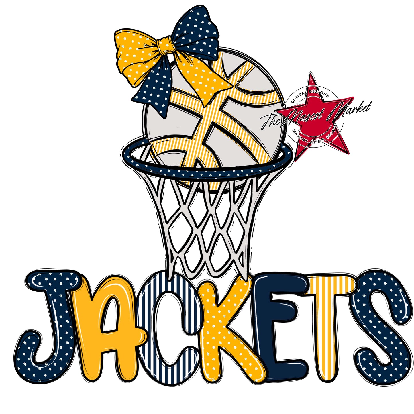 Jackets Basketball Spirit Design-Navy & Yellow