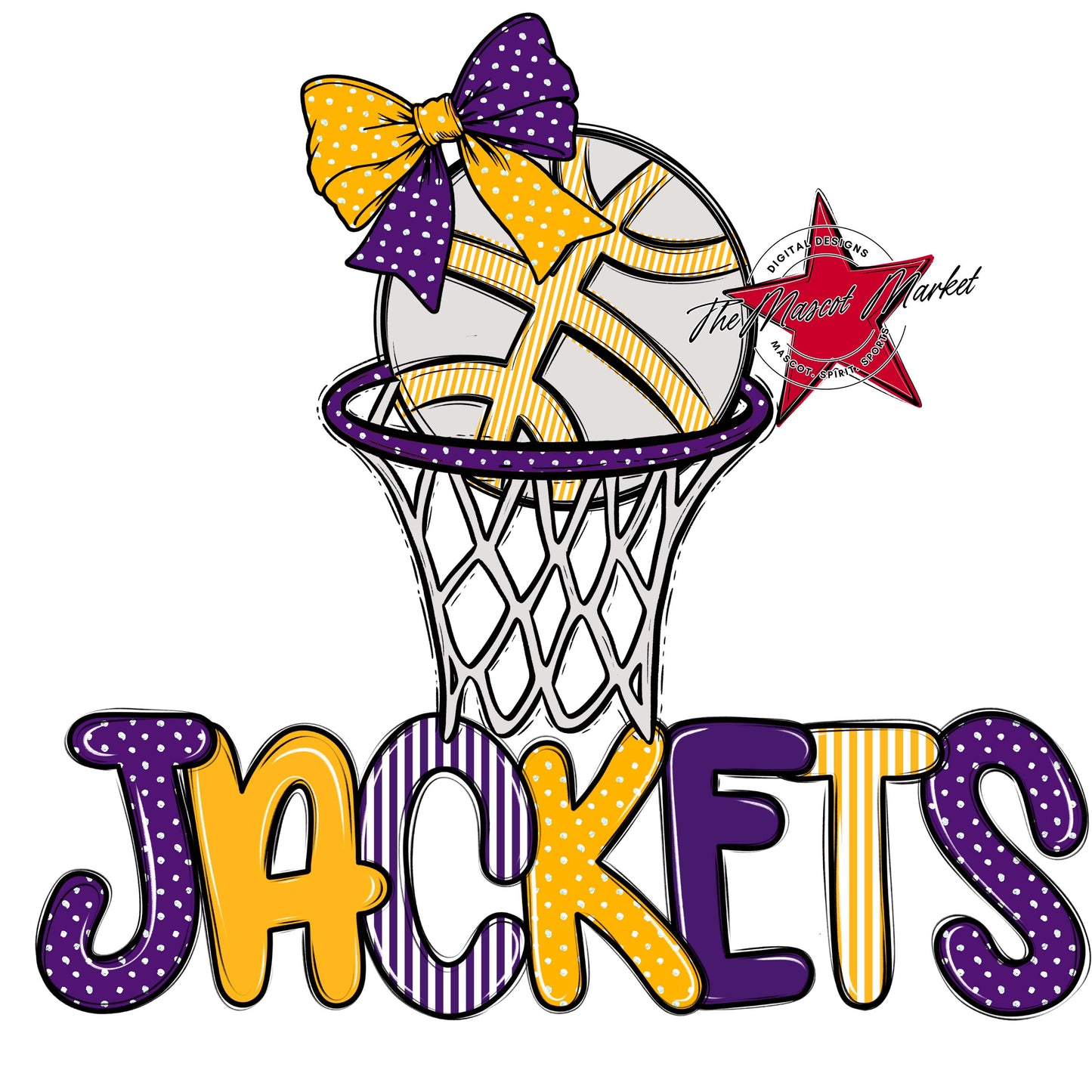 Jackets Basketball Spirit Design-Purple & Yellow