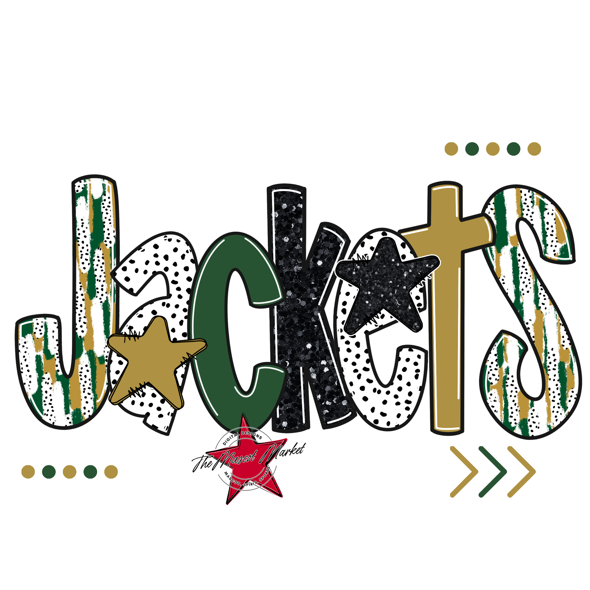 Jackets Brushstroke Alpha w Arrows-Green-Gold