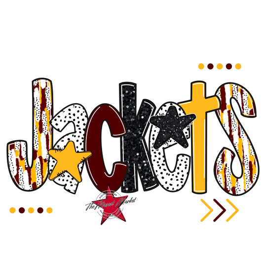 Jackets Brushstroke Alpha w Arrows-Maroon-Yellow