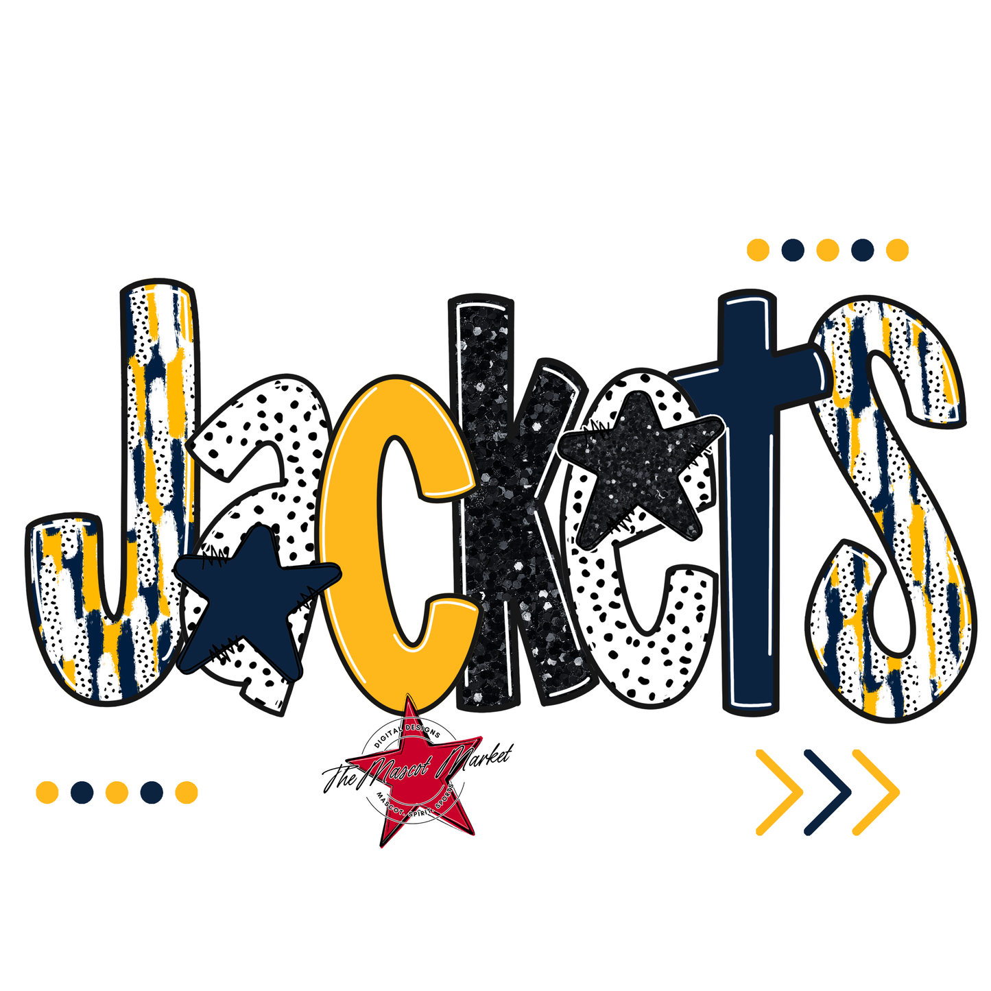 Jackets Brushstroke Alpha w Arrows-Navy-Yellow