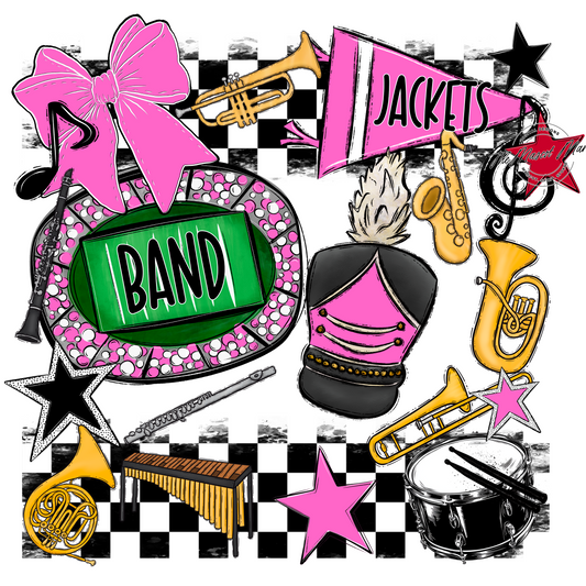 Jackets Checkers Band Spirit Design-Baby Pink