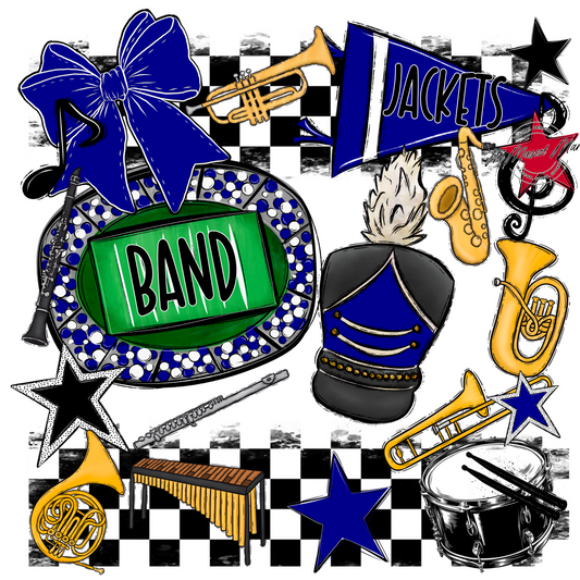 Jackets Checkers Band Spirit Design-Blue