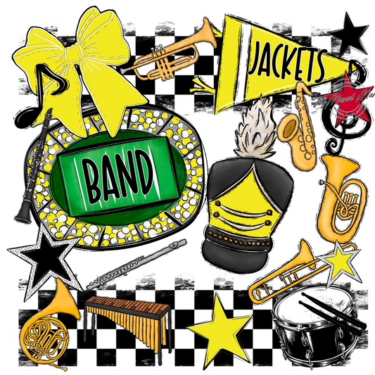 Jackets Checkers Band Spirit Design-Bright Yellow