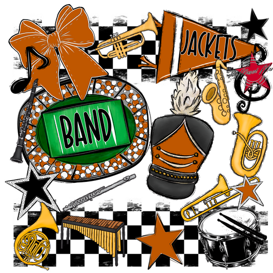 Jackets Checkers Band Spirit Design-Burnt Orange