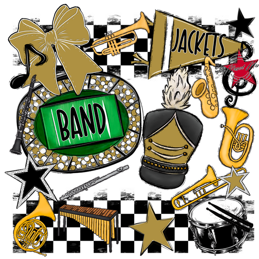 Jackets Checkers Band Spirit Design-Gold