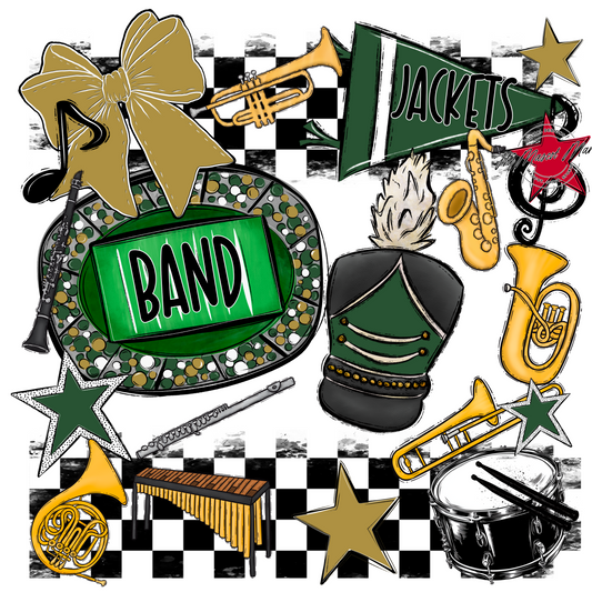 Jackets Checkers Band Spirit Design-Green-Gold