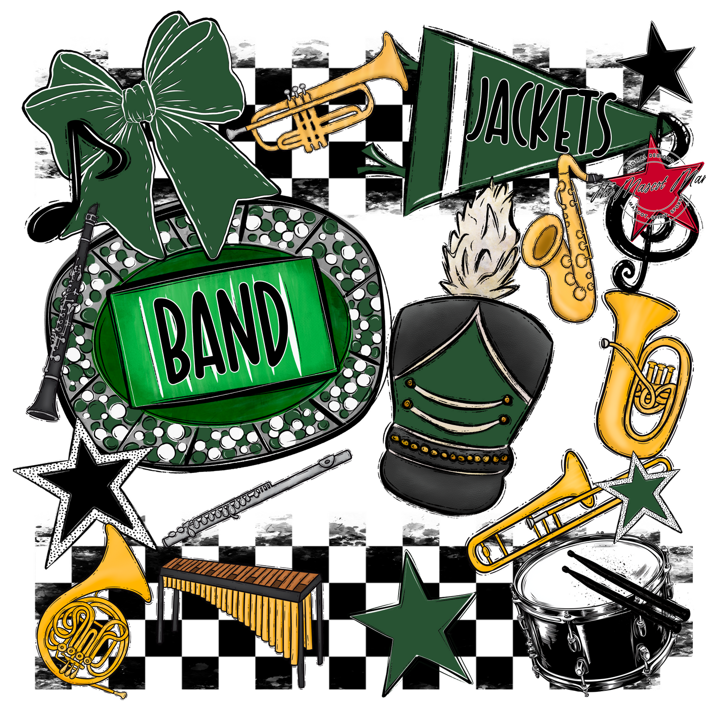 Jackets Checkers Band Spirit Design-Green