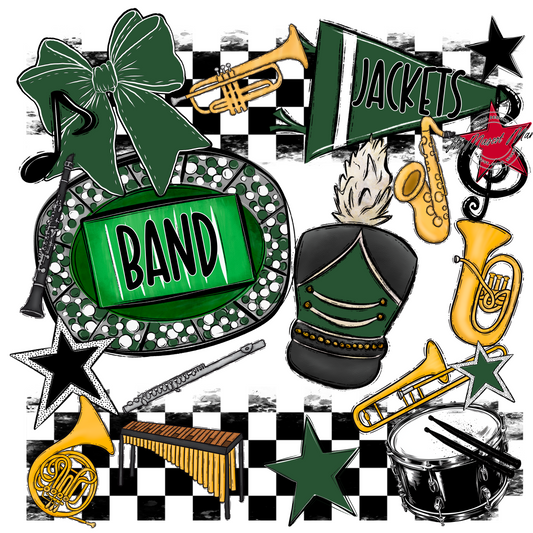 Jackets Checkers Band Spirit Design-Green