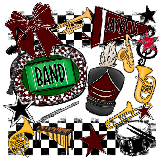 Jackets Checkers Band Spirit Design-Maroon