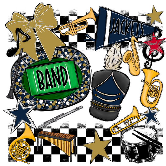 Jackets Checkers Band Spirit Design-Navy-Gold