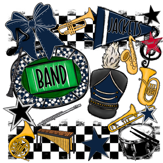 Jackets Checkers Band Spirit Design-Navy