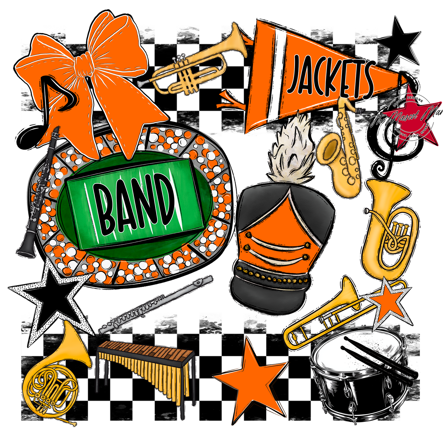 Jackets Checkers Band Spirit Design-Orange