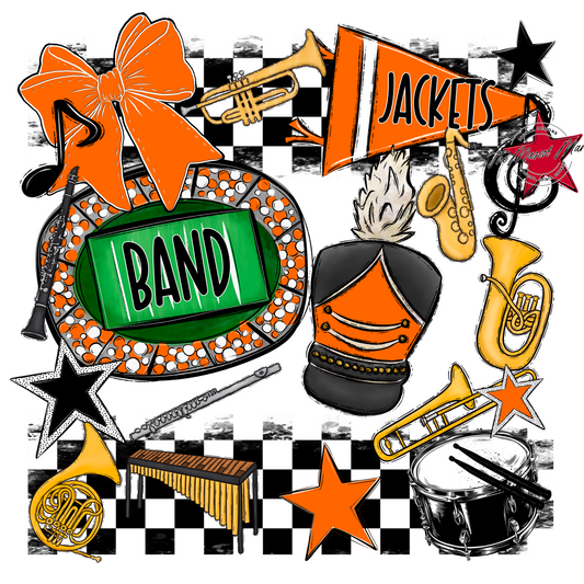 Jackets Checkers Band Spirit Design-Orange