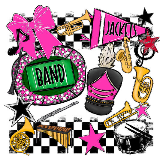 Jackets Checkers Band Spirit Design-Pink
