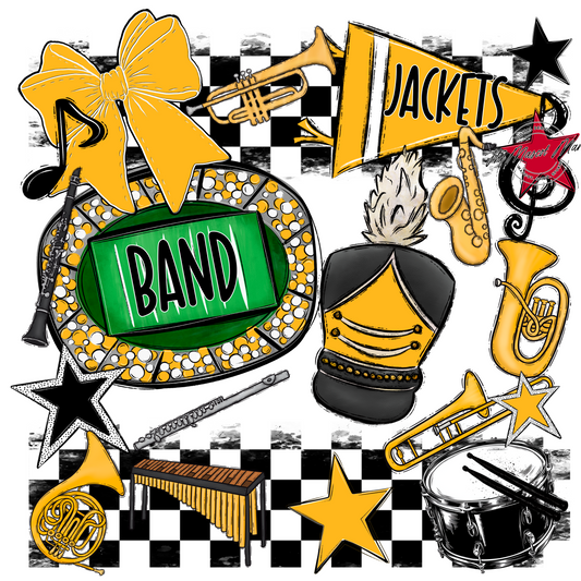 Jackets Checkers Band Spirit Design-Yellow