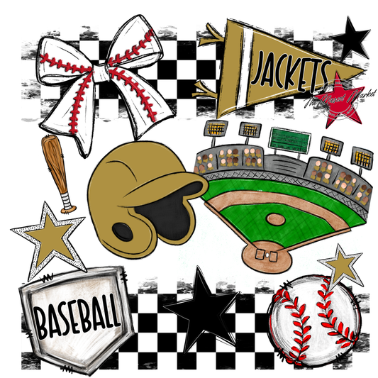 Jackets Checkers Baseball Spirit Design-Gold