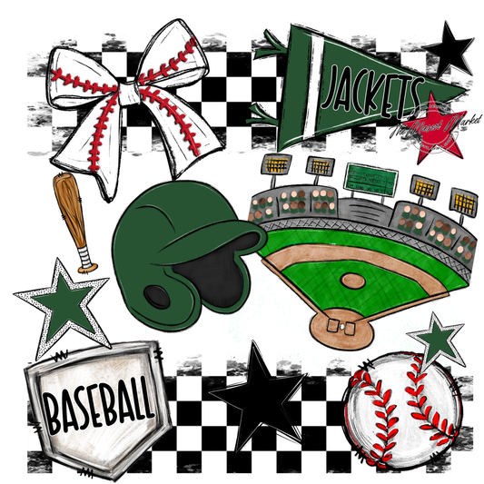 Jackets Checkers Baseball Spirit Design-Green