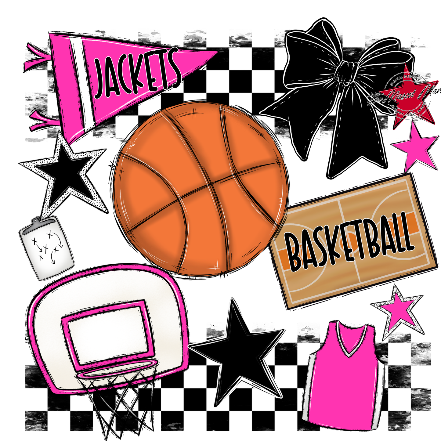 Jackets Checkers Basketball Spirit Design-Pink