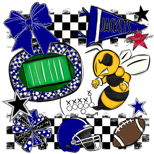 Jackets Checkers Mascot Spirit Design-Blue