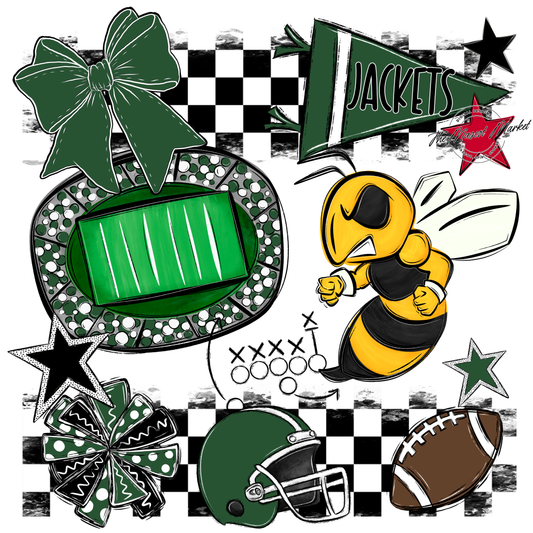 Jackets Checkers Mascot Spirit Design-Green